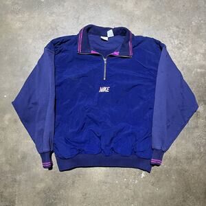 Vintage 90s Nike Navy Logo 1/4 Zip Pullover Sweatshirt